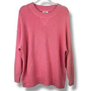 Aerie Coral Pink Very Soft Pullover Knit Ribbed Crewneck Oversized Sweater Small